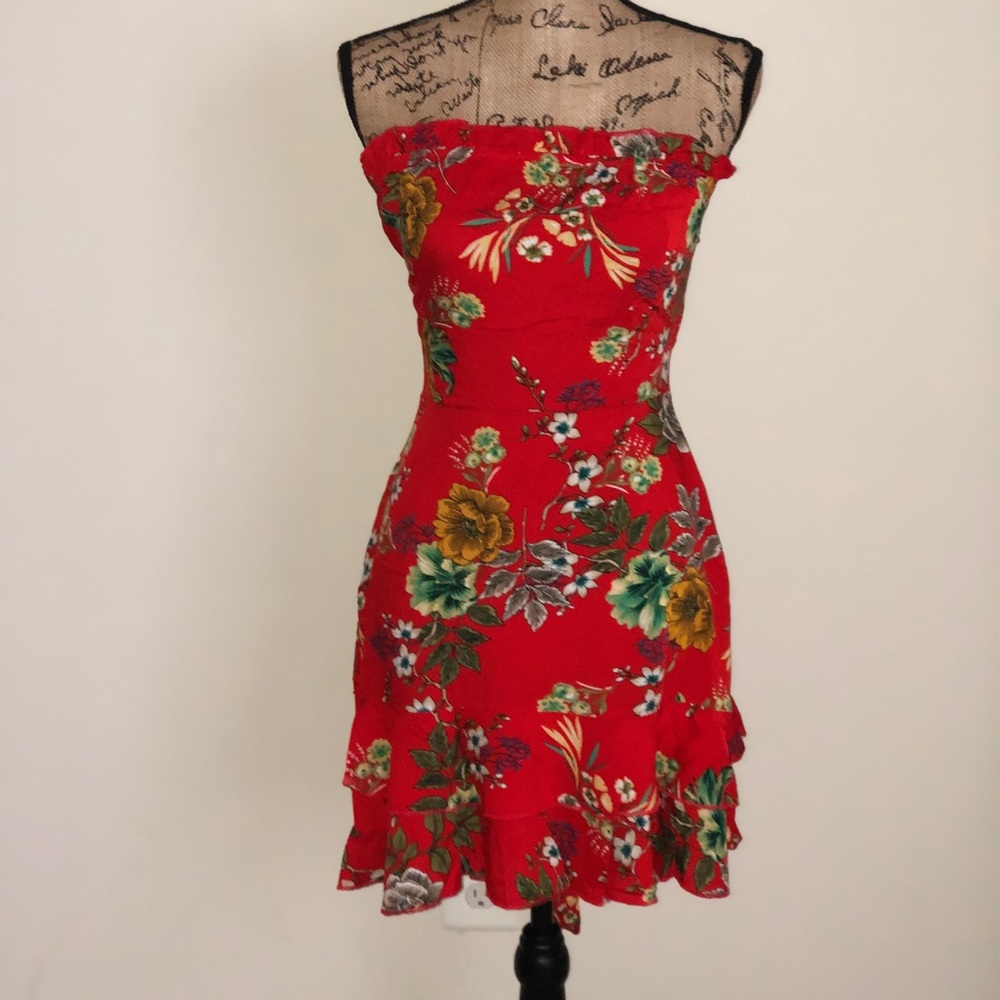 Red Floral Dress - Picture 5 of 7